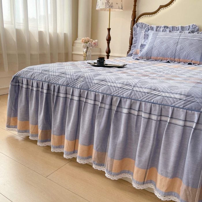 91家纺网 家纺一手货源 找家纺 缦彩 2025新款全棉加厚夹棉磨毛纯棉床裙套件公主风印花防滑床罩四件套-夹棉款 索伦格