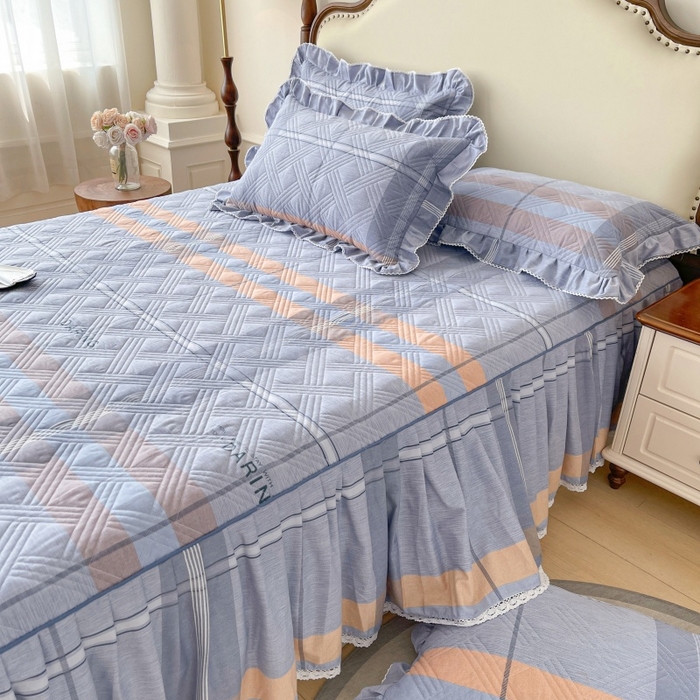 91家纺网 家纺一手货源 找家纺 缦彩 2025新款全棉加厚夹棉磨毛纯棉床裙套件公主风印花防滑床罩四件套-夹棉款 索伦格