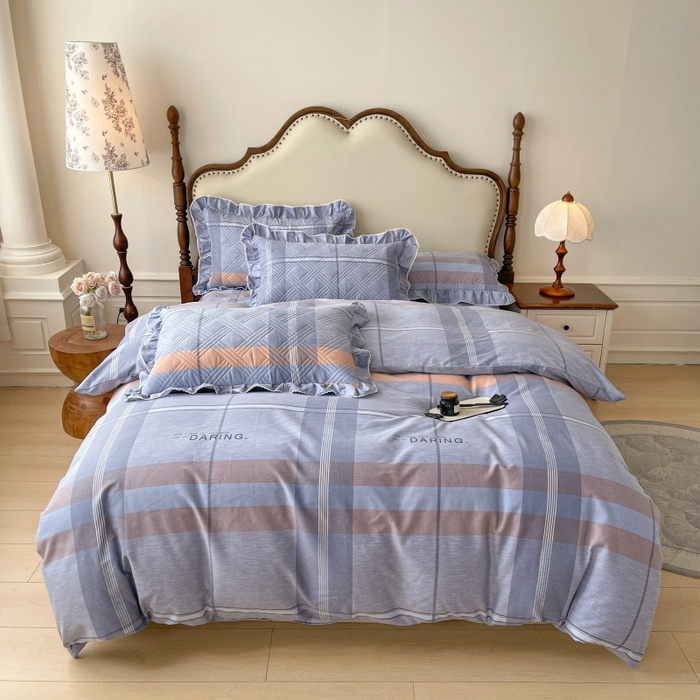 91家纺网 家纺一手货源 找家纺 缦彩 2025新款全棉加厚夹棉磨毛纯棉床裙套件公主风印花防滑床罩四件套-夹棉款 索伦格