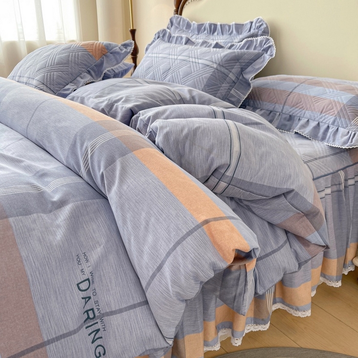 91家纺网 家纺一手货源 找家纺 缦彩 2025新款全棉加厚夹棉磨毛纯棉床裙套件公主风印花防滑床罩四件套-夹棉款 索伦格