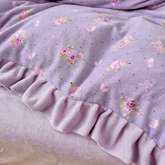 91家纺网 家纺一手货源 找家纺 找底底家纺 2025新款韩版加厚8斤牛奶绒花边四件套（日发50套优惠10元一套） 紫蔻