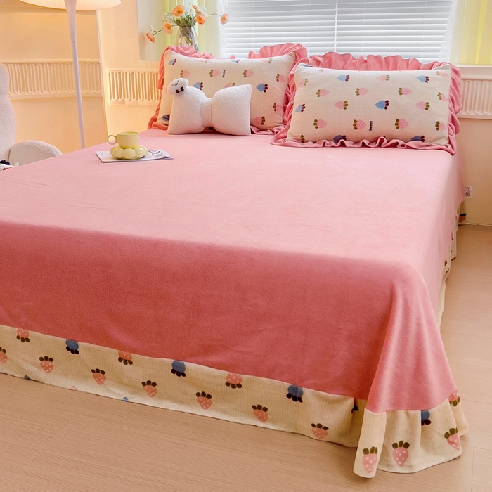 91家纺网 家纺一手货源 找家纺 找底底家纺 2025新款韩版加厚8斤牛奶绒花边四件套（日发50套优惠10元一套） 小萝卜