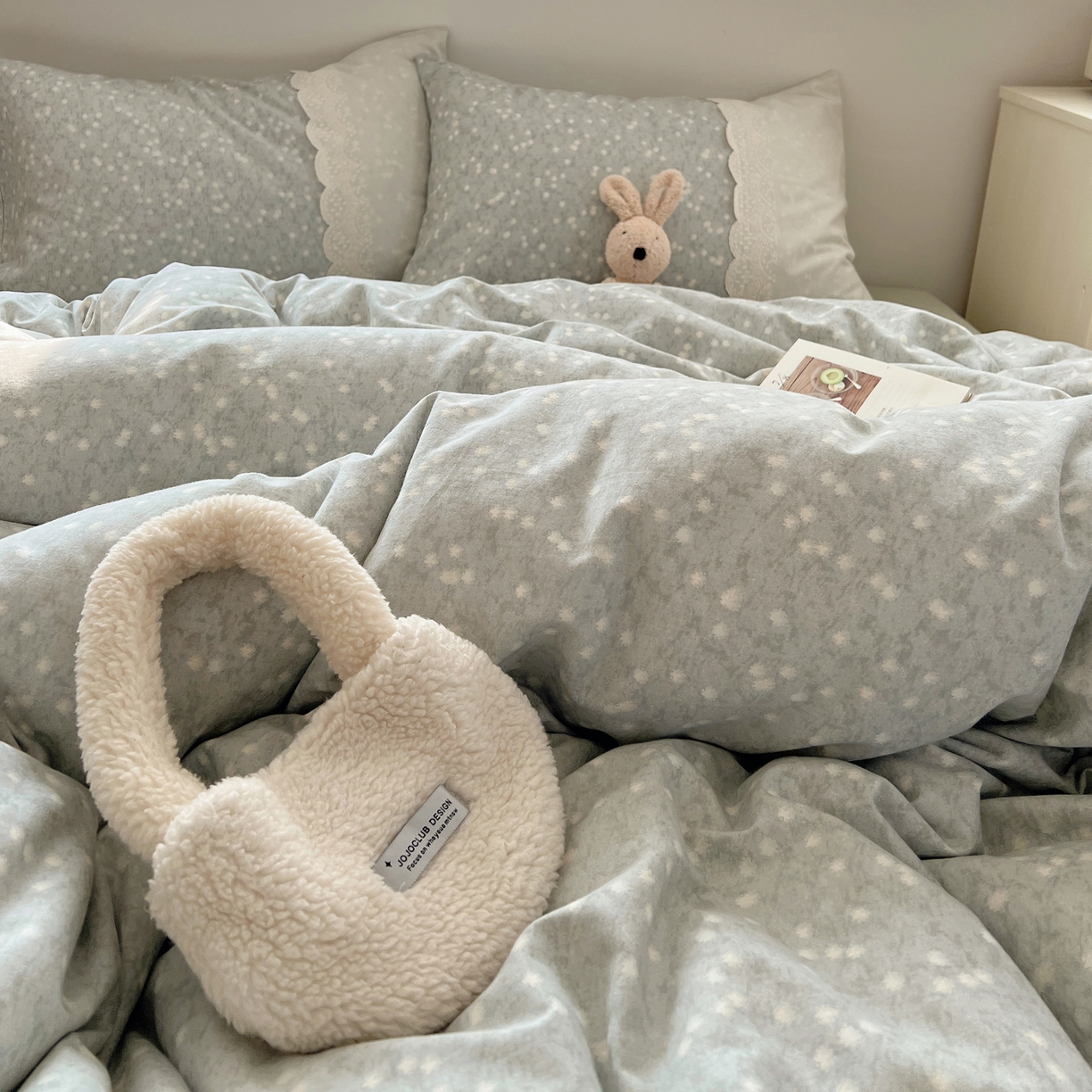 91家纺网 家纺一手货源 找家纺 XIWEN-希文家纺 2025新款全棉淑女花边数码印花磨毛四件套 星愿-绿