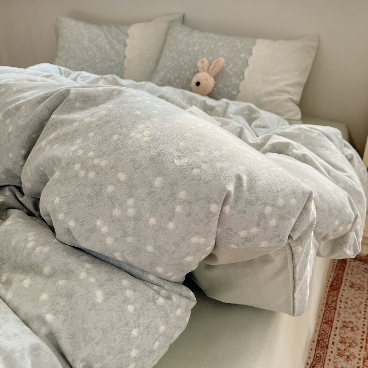 91家纺网 家纺一手货源 找家纺 XIWEN-希文家纺 2025新款全棉淑女花边数码印花磨毛四件套 星愿-绿