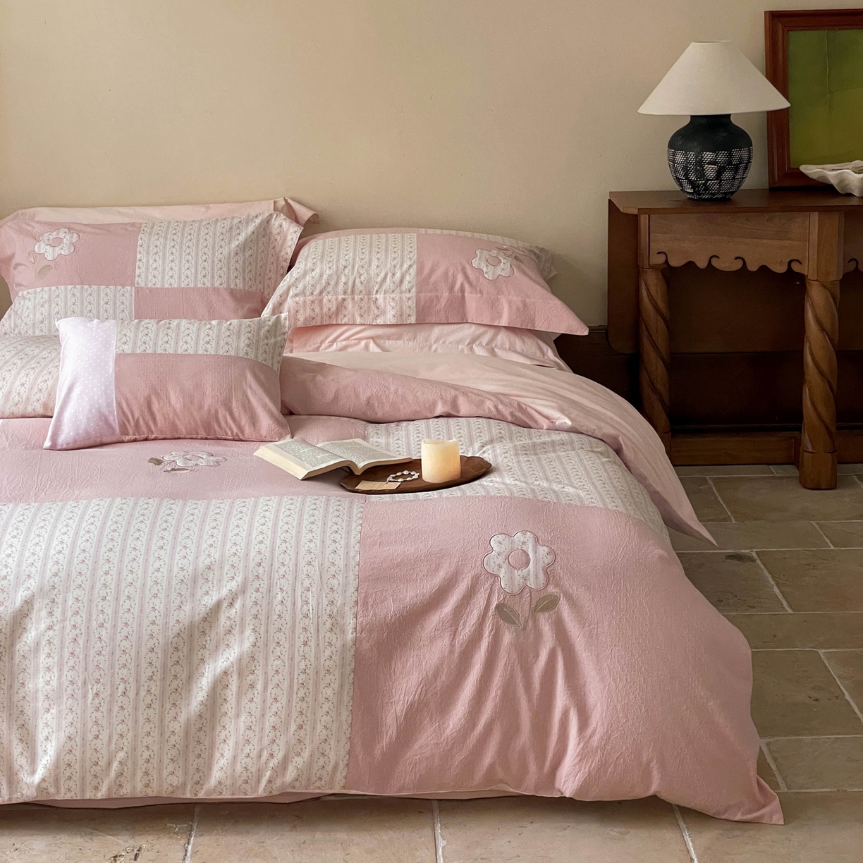 （总）FORTWO家纺原创设计（FOR TWO家纺） 2025新款全棉纯棉百家布水洗棉印花绣花拼接款四件套