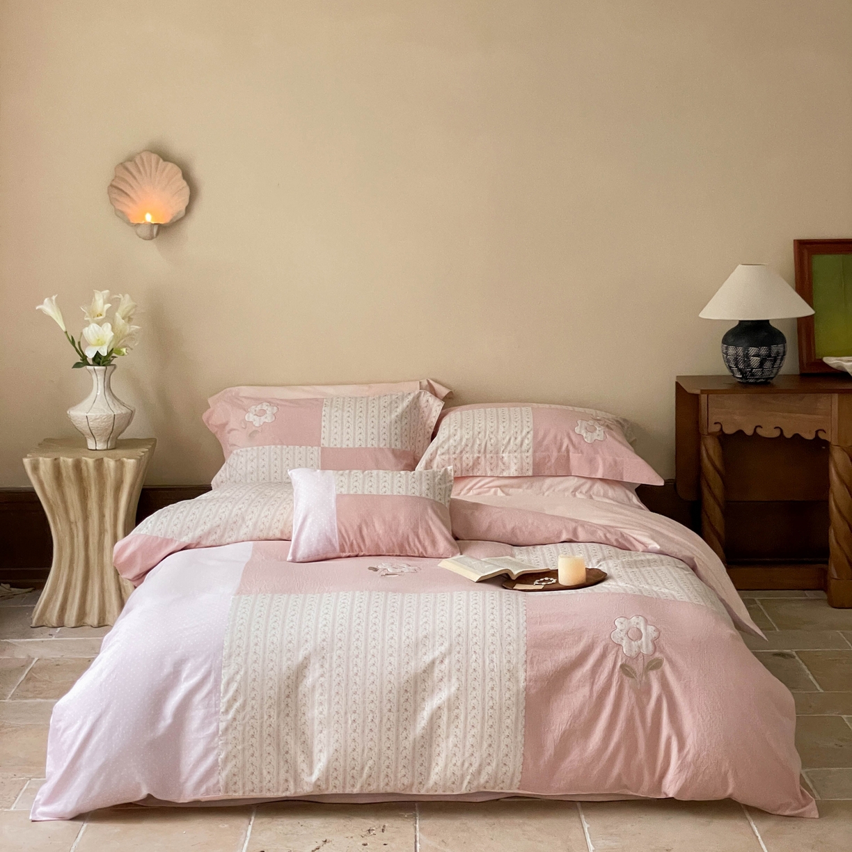 91家纺网 家纺一手货源 找家纺 （总）FORTWO家纺原创设计（FOR TWO家纺） 2025新款全棉纯棉百家布水洗棉印花绣花拼接款四件套