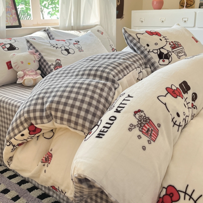 91家纺网 家纺一手货源 找家纺 （总）三朵家纺 2025新款三丽鸥印花牛奶绒四件套