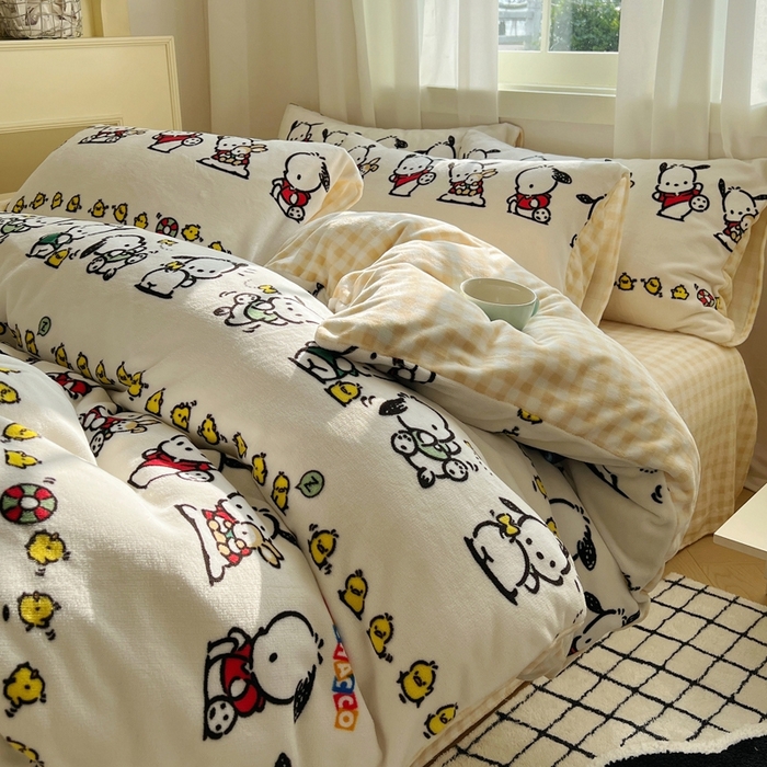 91家纺网 家纺一手货源 找家纺 （总）三朵家纺 2025新款三丽鸥印花牛奶绒四件套