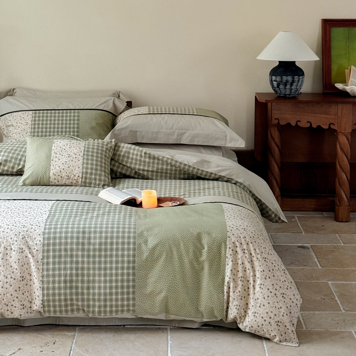 FORTWO家纺原创设计（FOR TWO家纺） 2025新款全棉纯棉百家布水洗棉印花绣花拼接款四件套 月光恋人