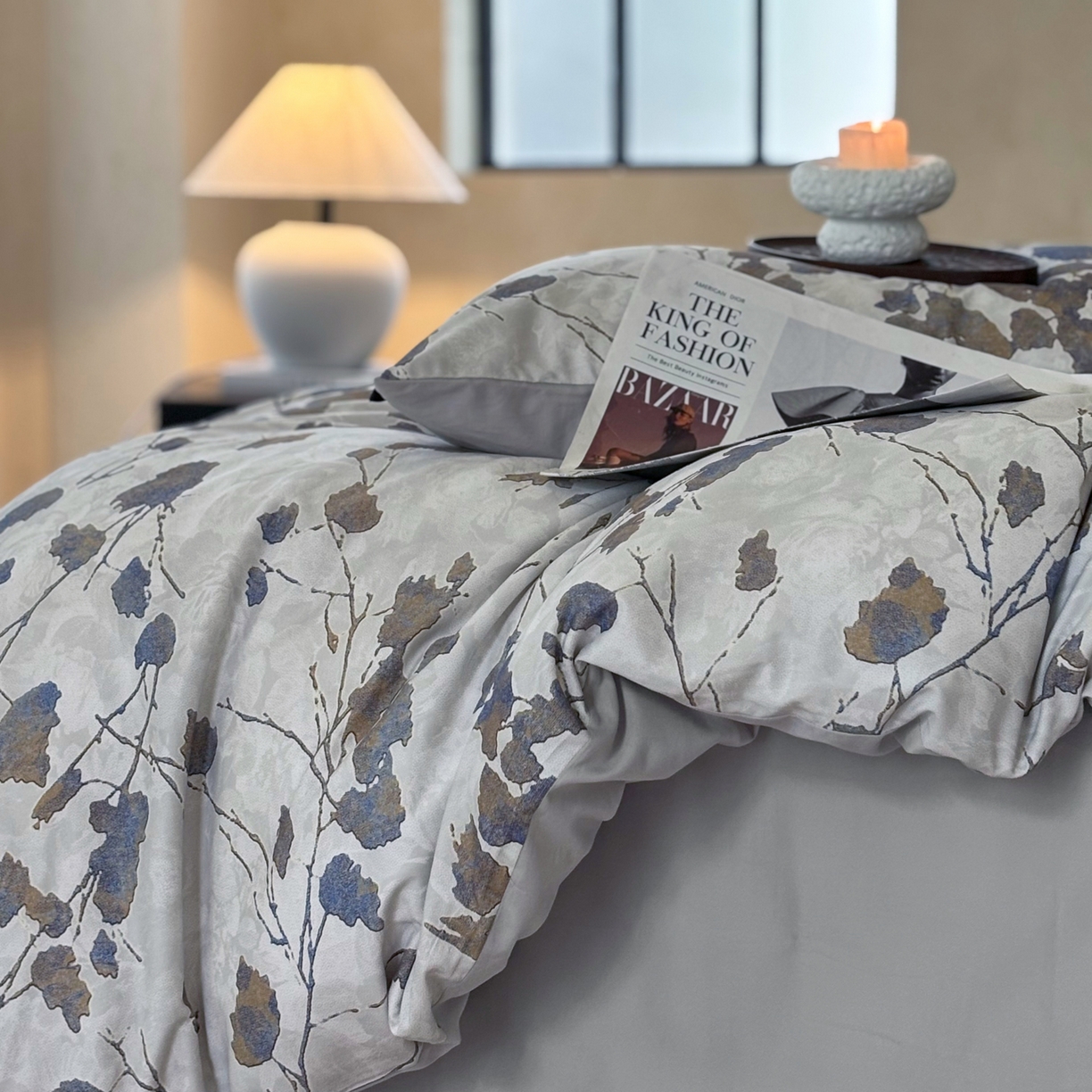 91家纺网 家纺一手货源 找家纺 FORTWO家纺原创设计（FOR TWO家纺） 2025新款50全棉纯棉数码磨毛印花四件套-场景二 枫林晚