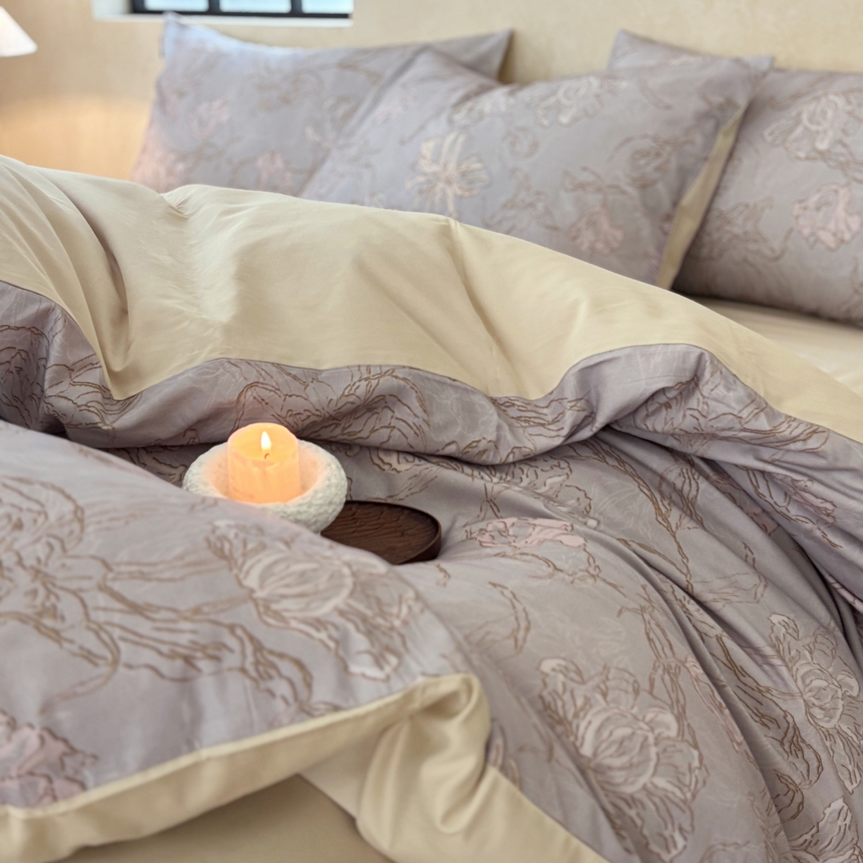 91家纺网 家纺一手货源 找家纺 FORTWO家纺原创设计（FOR TWO家纺） 2025新款50全棉纯棉数码磨毛印花四件套-场景二 空谷幽兰