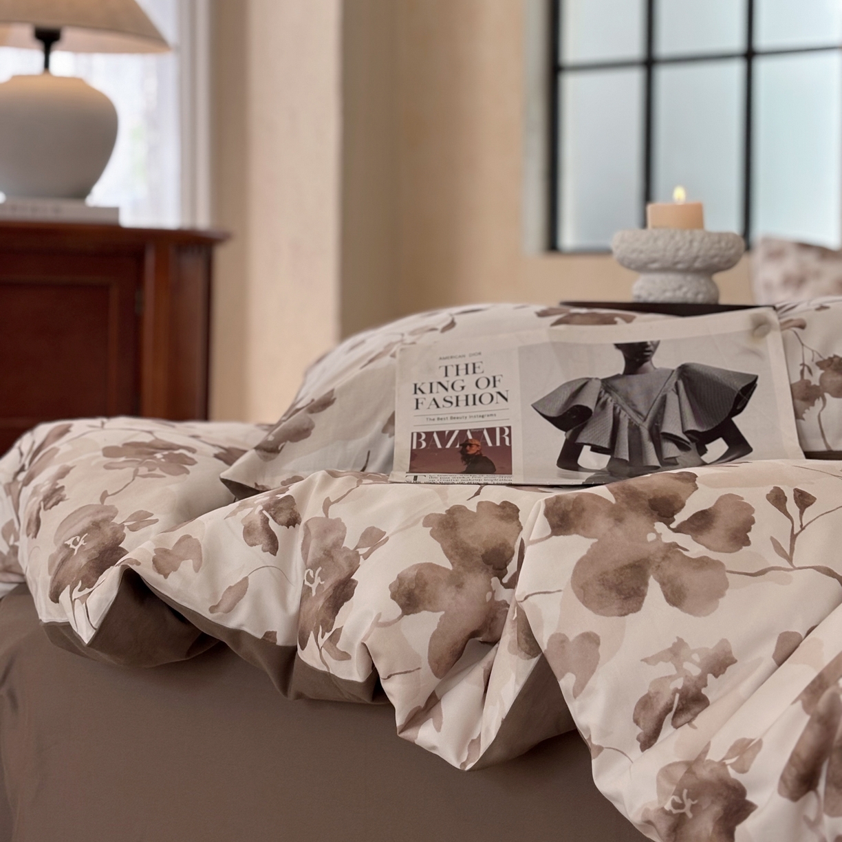 91家纺网 家纺一手货源 找家纺 FORTWO家纺原创设计（FOR TWO家纺） 2025新款50全棉纯棉数码磨毛印花四件套-场景二 似锦