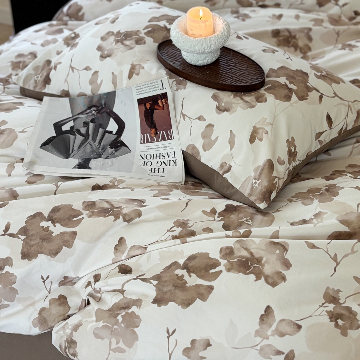 91家纺网 家纺一手货源 找家纺 FORTWO家纺原创设计（FOR TWO家纺） 2025新款50全棉纯棉数码磨毛印花四件套-场景二 似锦