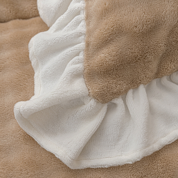 91家纺网 家纺一手货源 找家纺 （总）恩和家纺 2025新款泡泡牛奶绒荷叶边款四件套