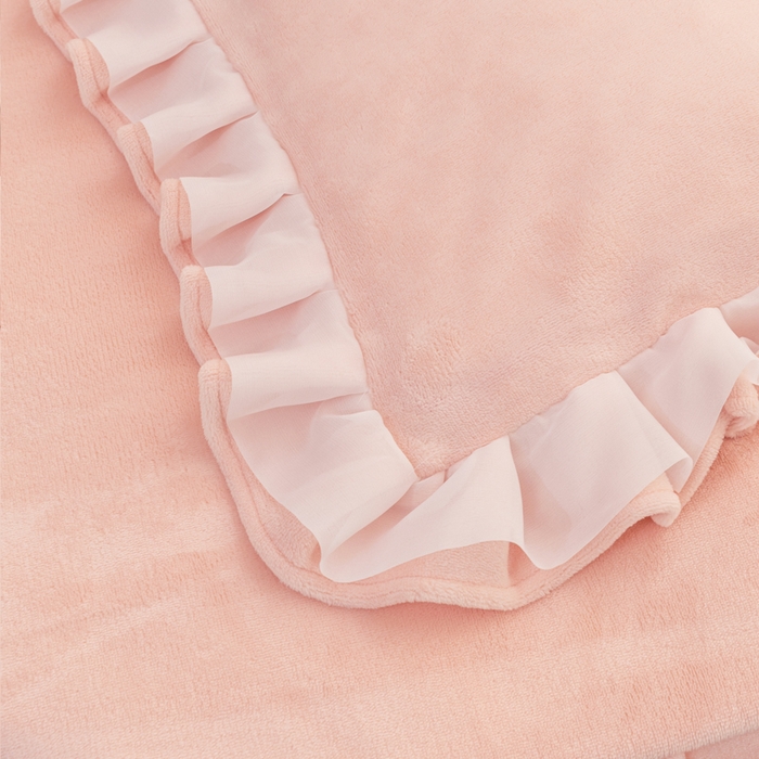 91家纺网 家纺一手货源 找家纺 （总）恩和家纺 2025新款白色薄纱双层飞边牛奶绒四件套