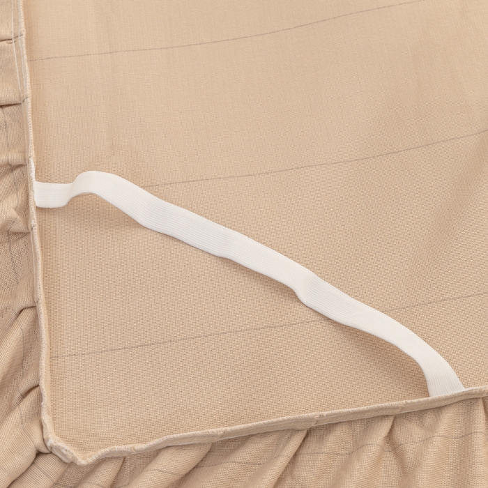 91家纺网 家纺一手货源 找家纺 恩和家纺 2025新款白色薄纱双层飞边牛奶绒四件套 米驼