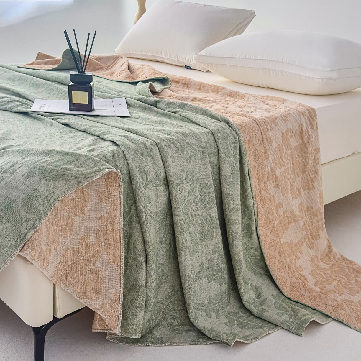 91家纺网 家纺一手货源 找家纺 （总）悦然毛巾被 2025全棉欧式提花纱布毛巾被毛毯-洛可可