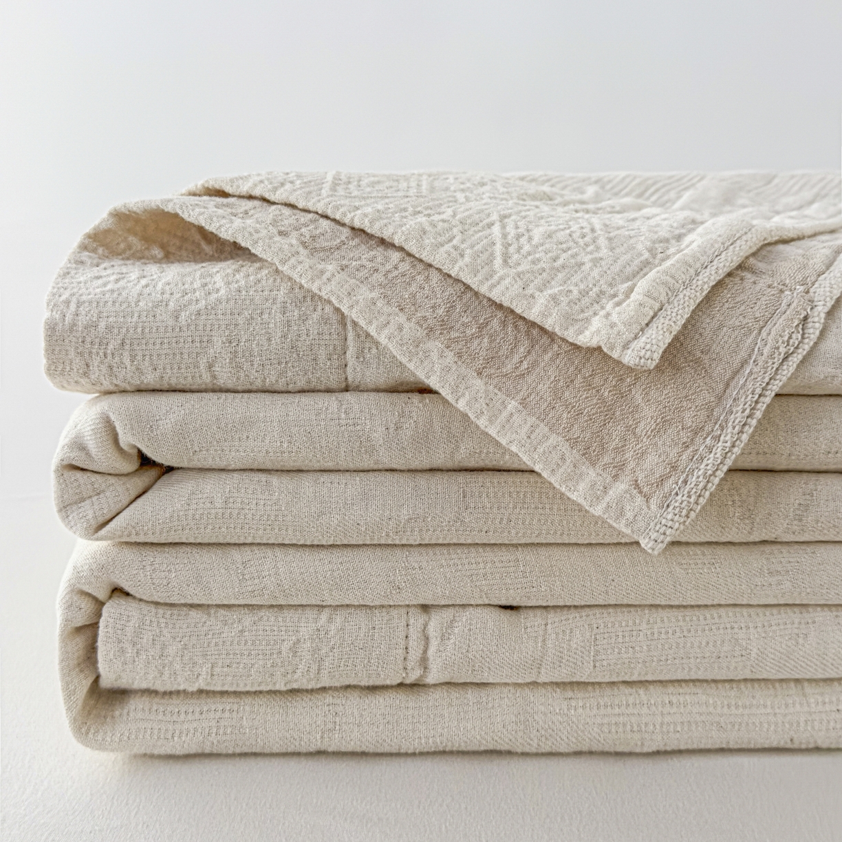 91家纺网 家纺一手货源 找家纺 悦然毛巾被 2025全棉欧式提花纱布毛巾被毛毯-洛可可 洛可可杏白