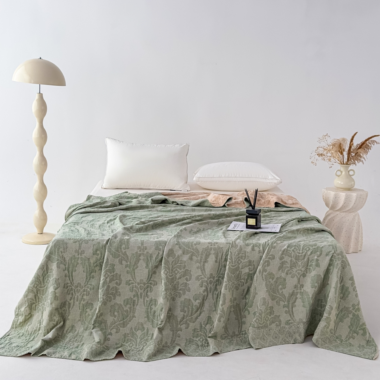 91家纺网 家纺一手货源 找家纺 悦然毛巾被 2025全棉欧式提花纱布毛巾被毛毯-洛可可 洛可可灰青