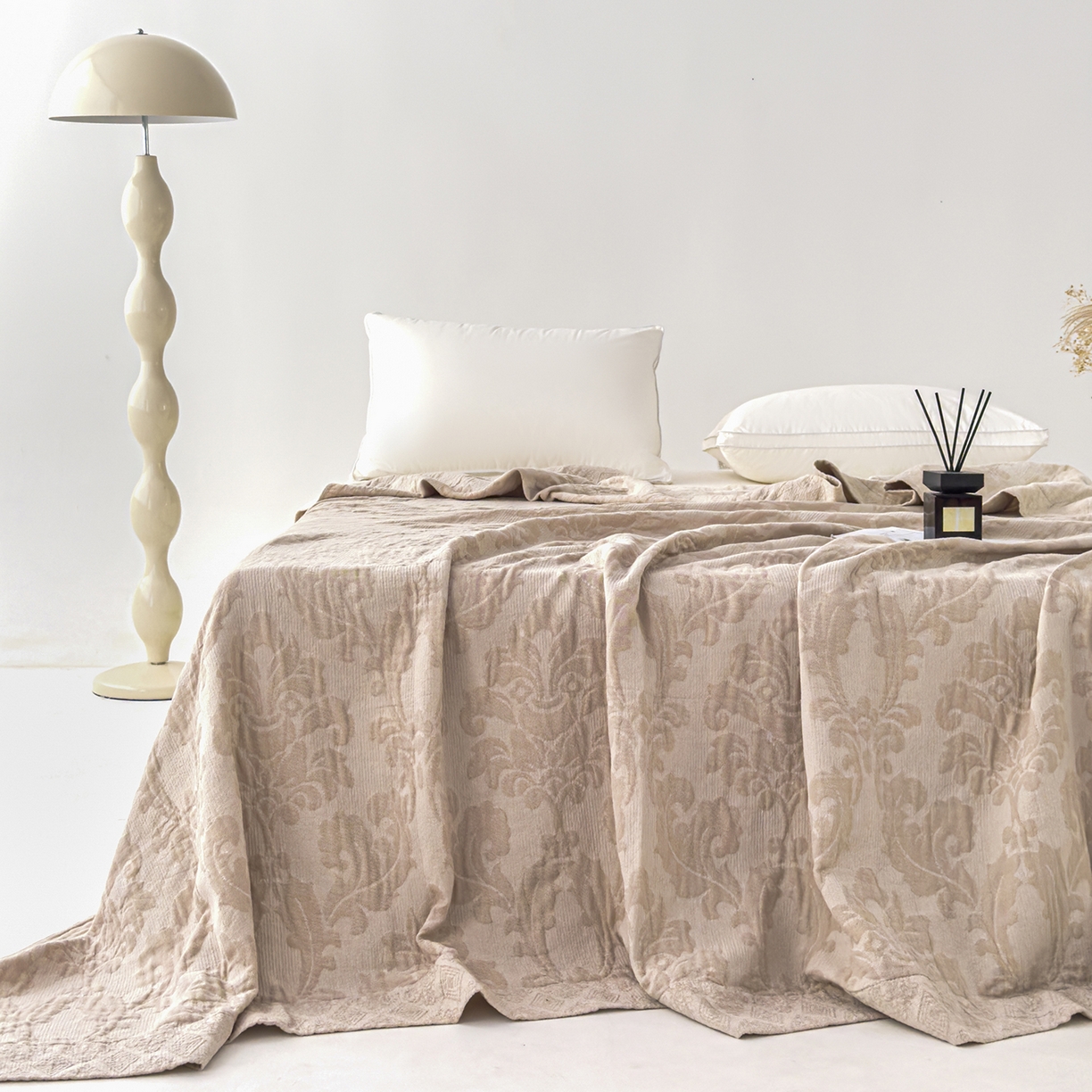 91家纺网 家纺一手货源 找家纺 悦然毛巾被 2025全棉欧式提花纱布毛巾被毛毯-洛可可 洛可可咖啡