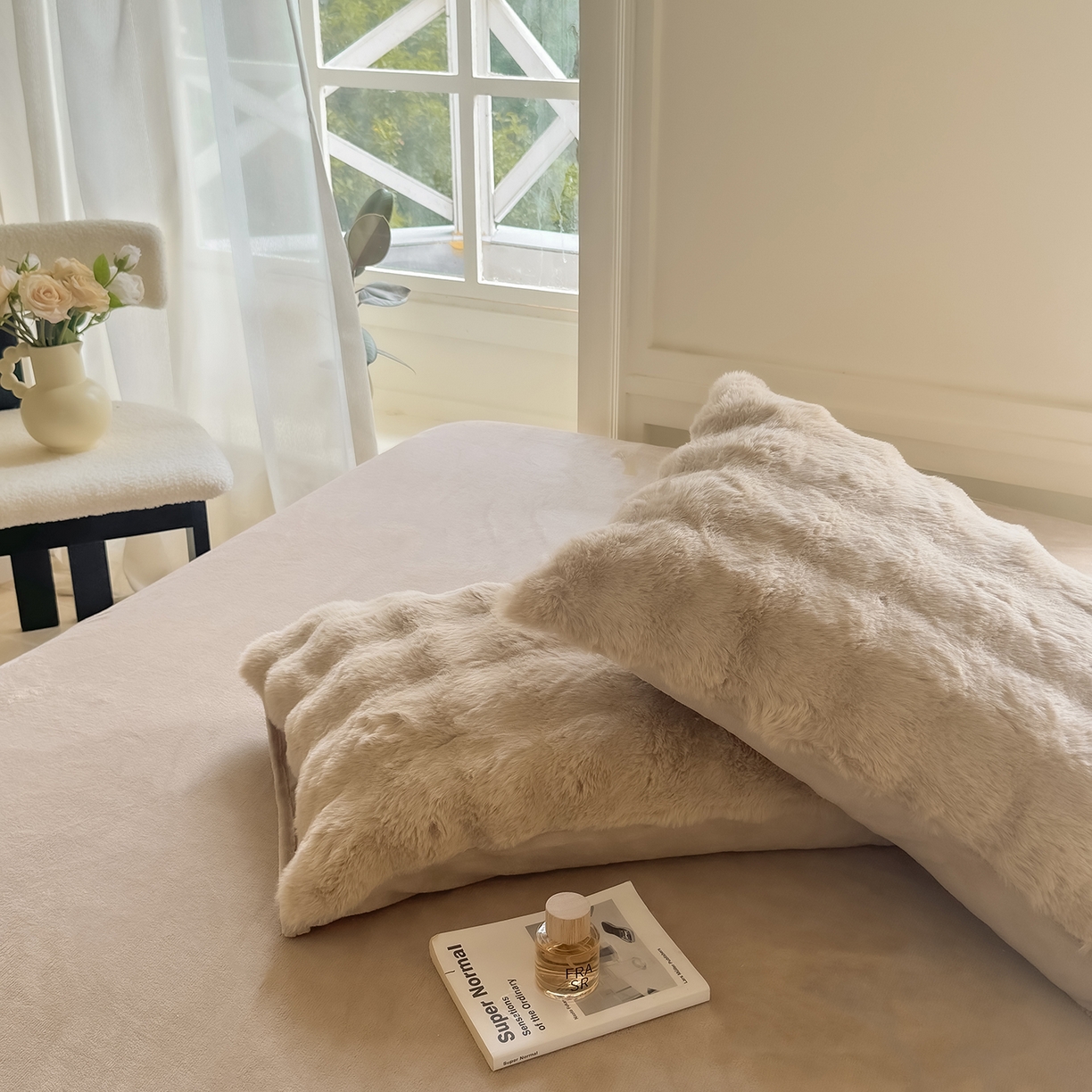 91家纺网 家纺一手货源 找家纺 品乐家纺 2025新款简约纯色A类220克泡泡兔绒四件套 纯色-杏仁咖