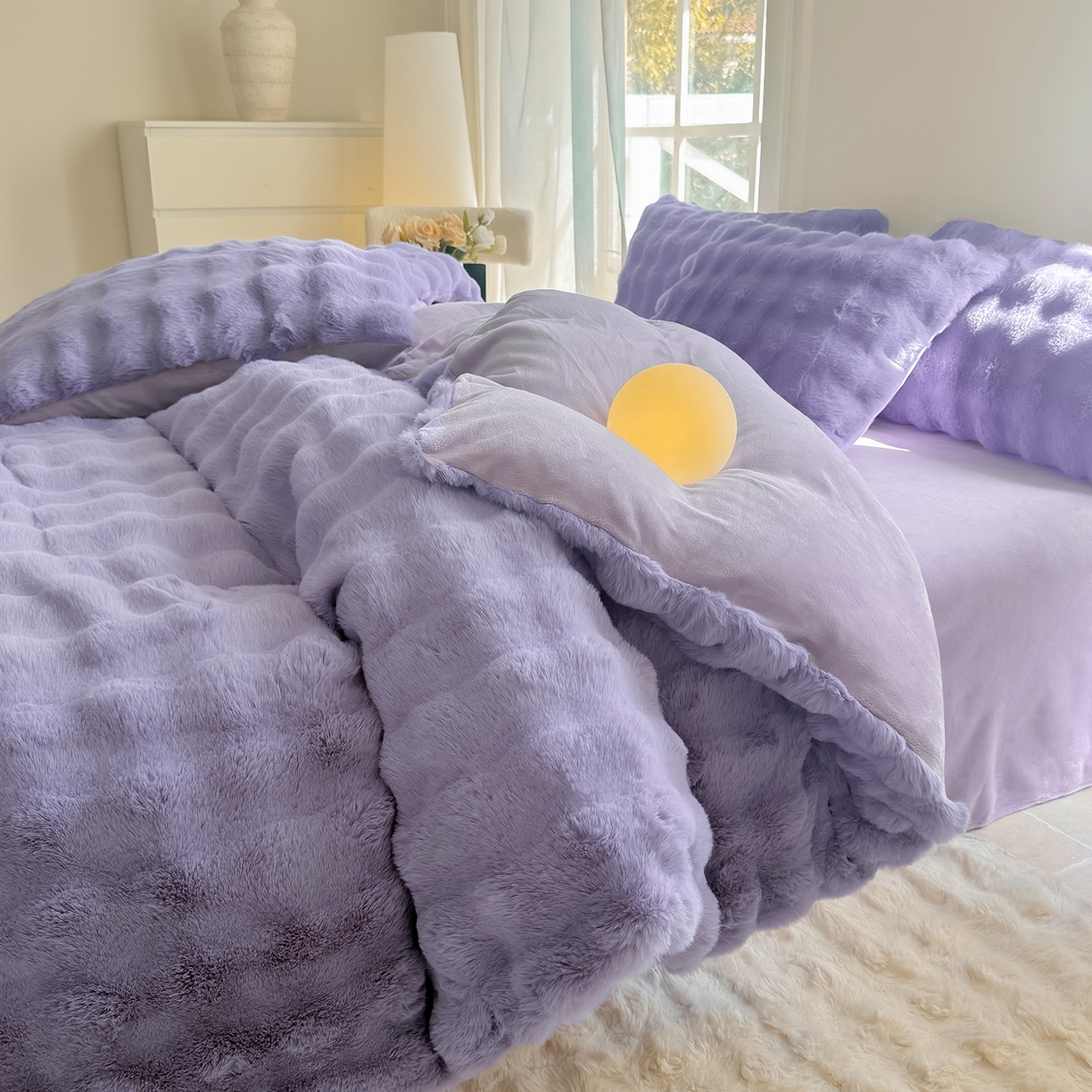 91家纺网 家纺一手货源 找家纺 品乐家纺 2025新款A类泡泡兔绒可拆洗冬被被子被芯（被套+被芯） 纯色-星云紫