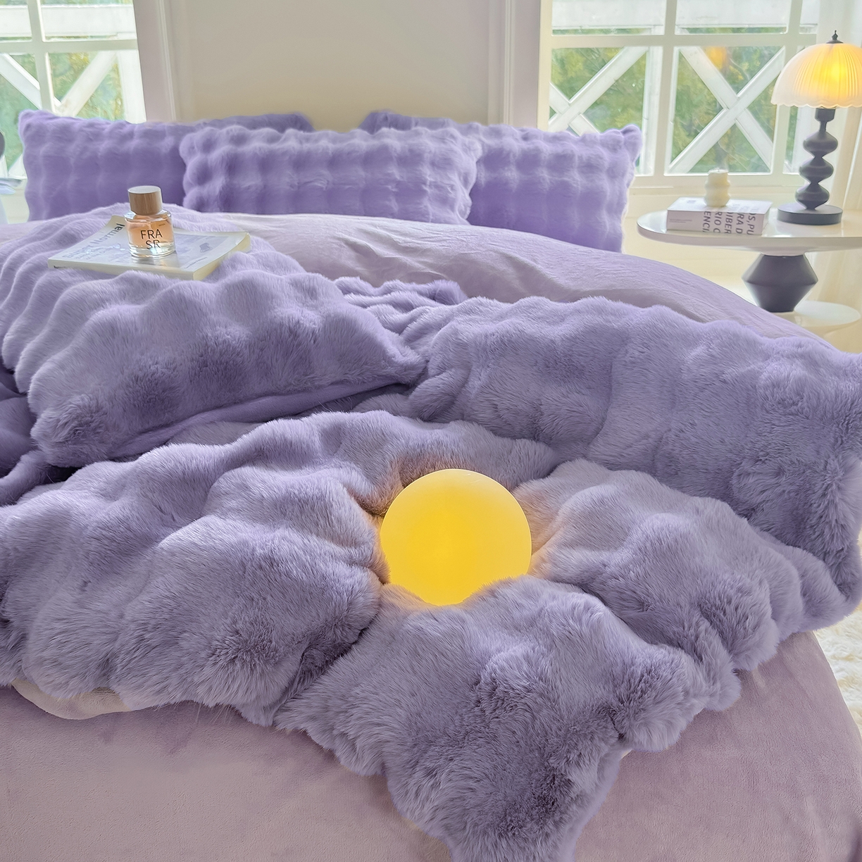 91家纺网 家纺一手货源 找家纺 品乐家纺 2025新款A类泡泡兔绒可拆洗冬被被子被芯（被套+被芯） 纯色-星云紫