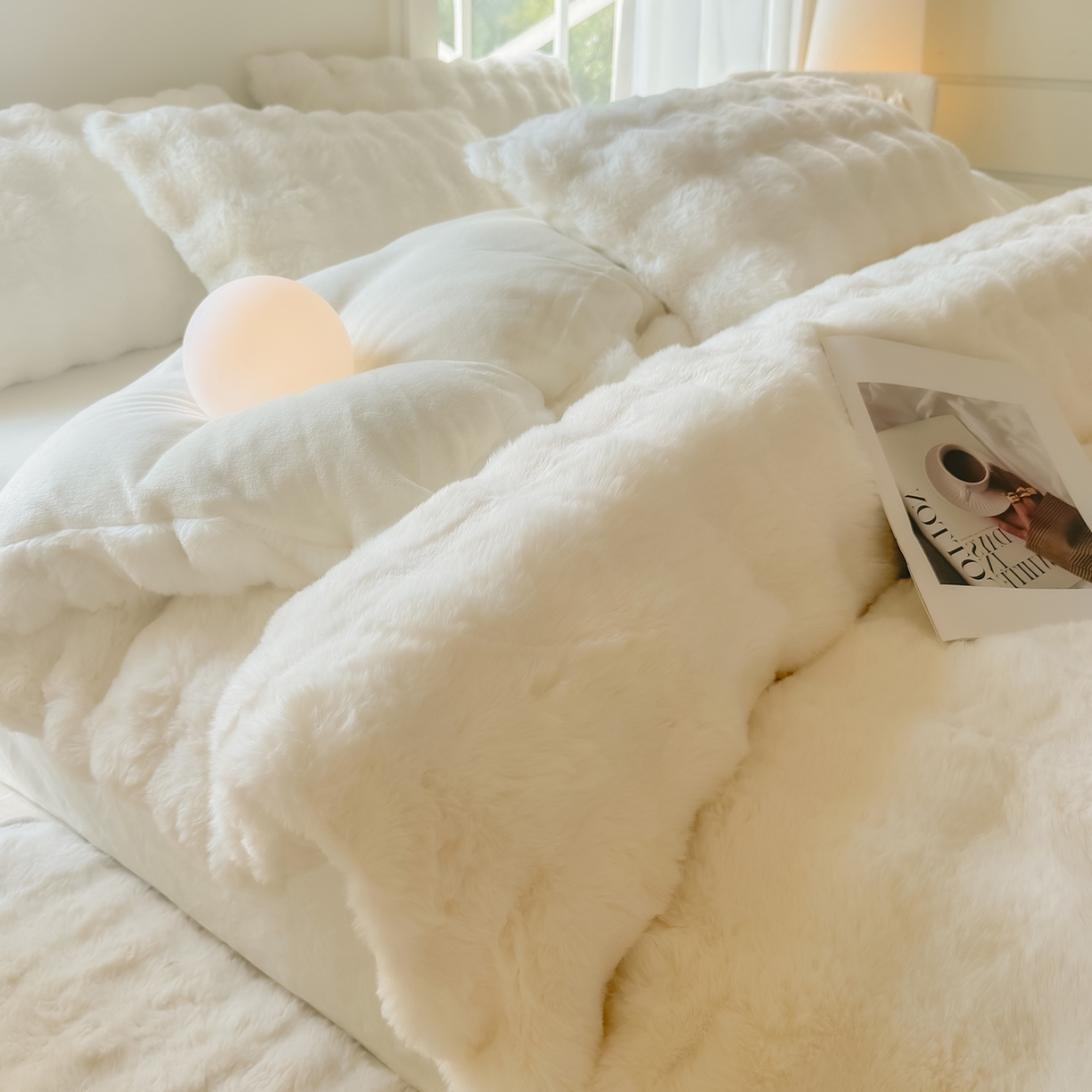91家纺网 家纺一手货源 找家纺 品乐家纺 2025新款A类泡泡兔绒可拆洗冬被被子被芯（被套+被芯） 纯色-珍珠白