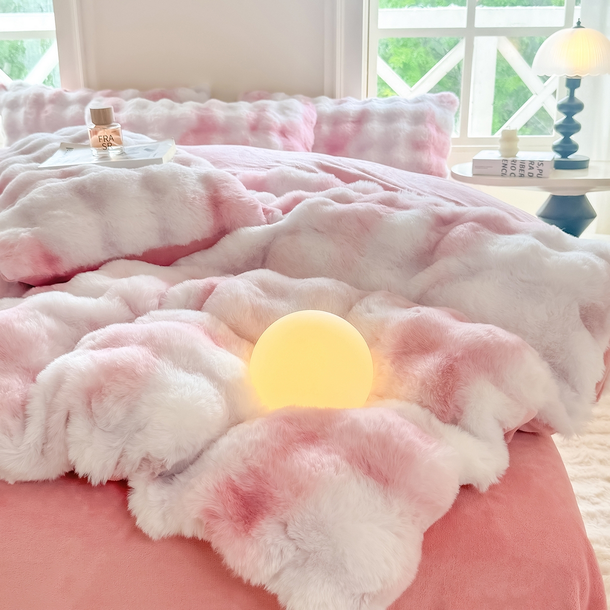 91家纺网 家纺一手货源 找家纺 品乐家纺 2025新款A类泡泡兔绒可拆洗冬被被子被芯（被套+被芯） 渐变-绯月粉