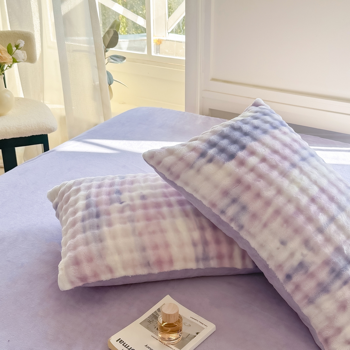 91家纺网 家纺一手货源 找家纺 品乐家纺 2025新款A类泡泡兔绒可拆洗冬被被子被芯（被套+被芯） 渐变-极光紫