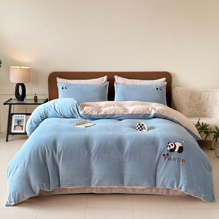 91家纺网 家纺一手货源 找家纺 （总）万盛家纺 2025新款卡通贴补绣牛奶绒四件套