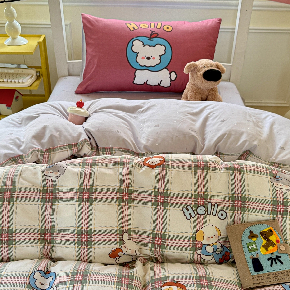 91家纺网 家纺一手货源 找家纺 （总）港岛妹妹 2025新款软柔棉105g大版双面印花宿舍学生三件套上下铺三件套（提供买家秀）