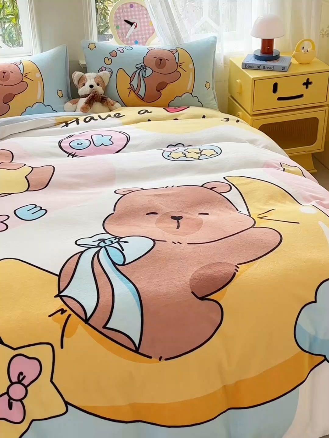 91家纺网 家纺一手货源 找家纺 ds生活馆 2025新款大版高克重双面牛奶绒四件套 晚安巴拉