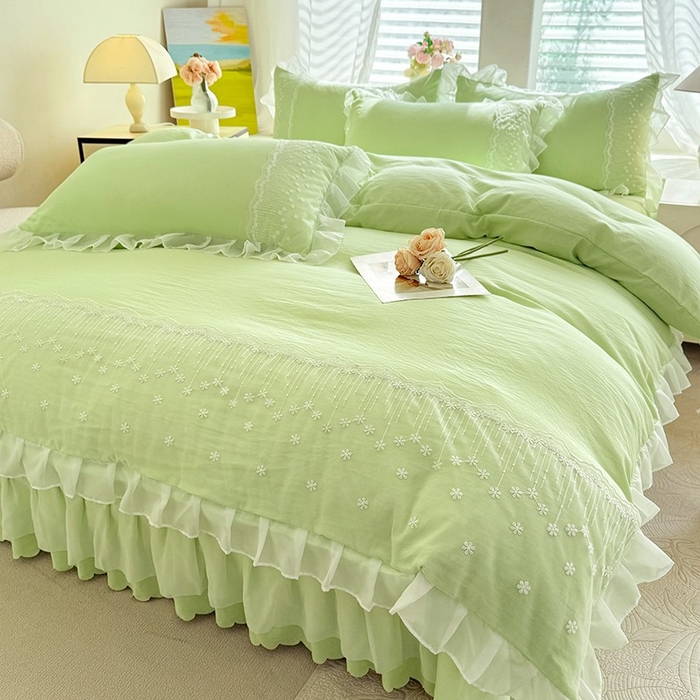 91家纺网 家纺一手货源 找家纺 （总）舒咪欧2025春夏韩版法式公主风水洗棉床（悠然春日）