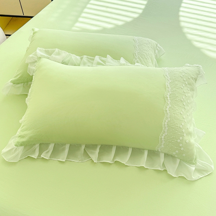 91家纺网 家纺一手货源 找家纺 （总）舒咪欧2025春夏韩版法式公主风水洗棉床（悠然春日）