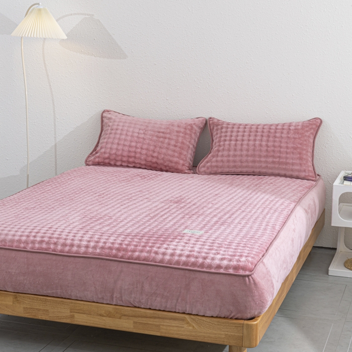 91家纺网 家纺一手货源 找家纺 （总）恩和家纺 2025新款泡泡牛奶绒床笠