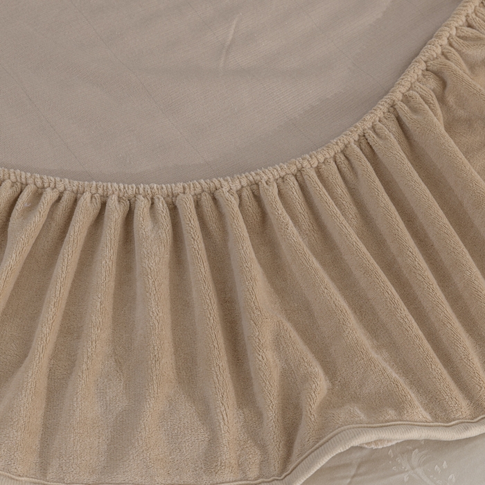 91家纺网 家纺一手货源 找家纺 恩和家纺 2025新款泡泡牛奶绒床笠 浅咖