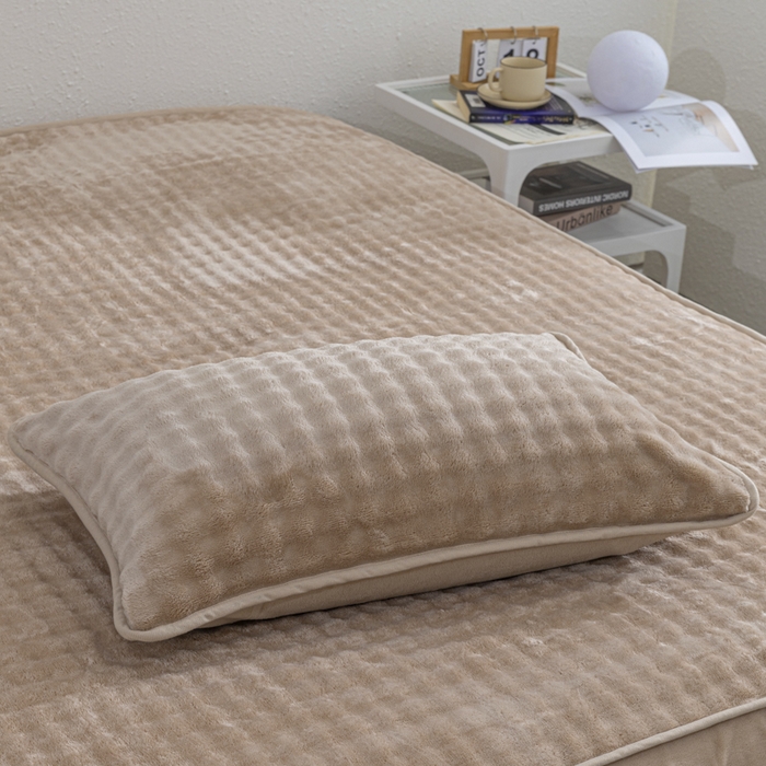 91家纺网 家纺一手货源 找家纺 恩和家纺 2025新款泡泡牛奶绒床笠 浅咖