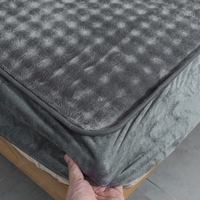 91家纺网 家纺一手货源 找家纺 恩和家纺 2025新款泡泡牛奶绒床笠 深灰