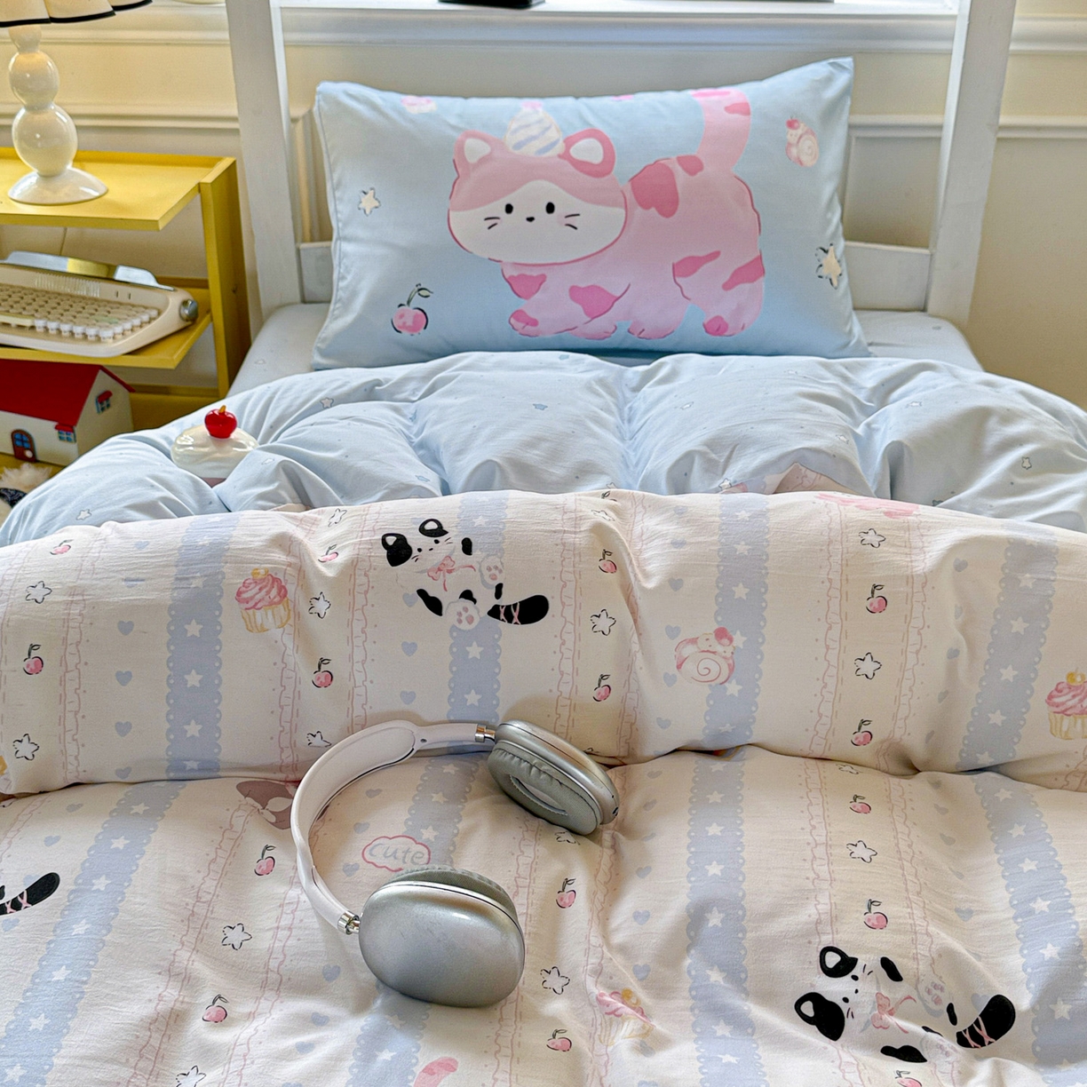 91家纺网 家纺一手货源 找家纺 （总）海岛哥哥 2025新款软柔棉105g大版双面印花宿舍学生三件套上下铺三件套（提供买家秀）