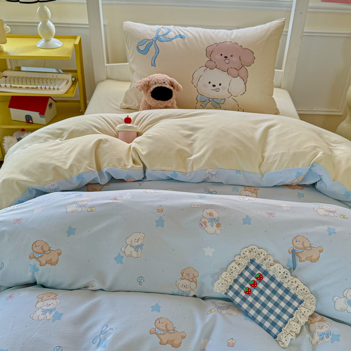 91家纺网 家纺一手货源 找家纺 （总）海岛哥哥 2025新款软柔棉105g大版双面印花宿舍学生三件套上下铺三件套（提供买家秀）