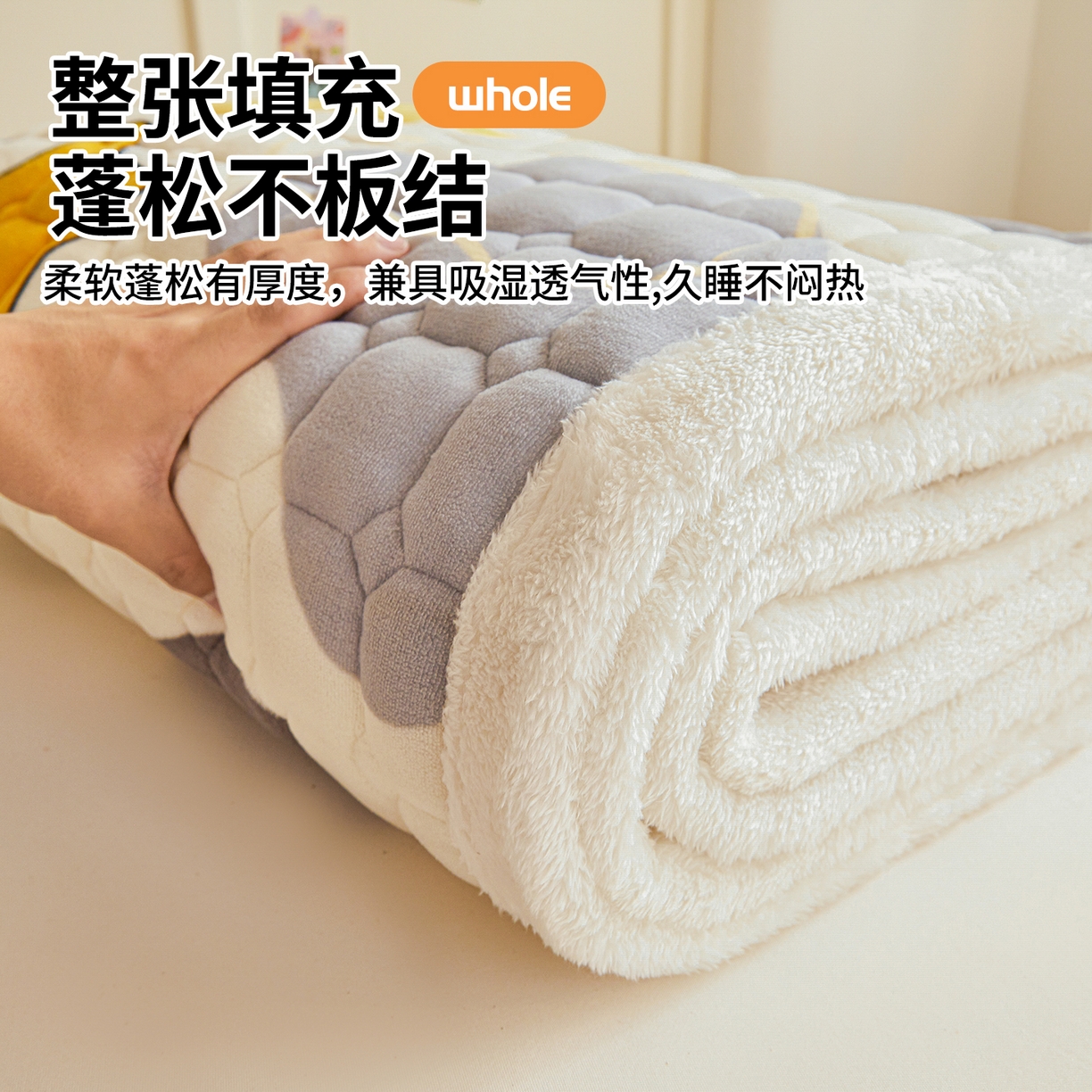 91家纺网 家纺一手货源 找家纺 雯豆家纺 【加厚款】2025新款牛奶绒床褥床垫学生宿舍床护垫子 牛奶绒床褥-斑点星星【加厚款】