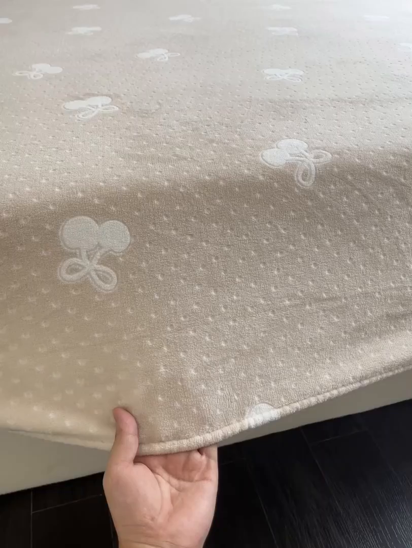 91家纺网 家纺一手货源 找家纺 857家居 2025新款樱桃牛奶绒床笠 樱桃-卡其