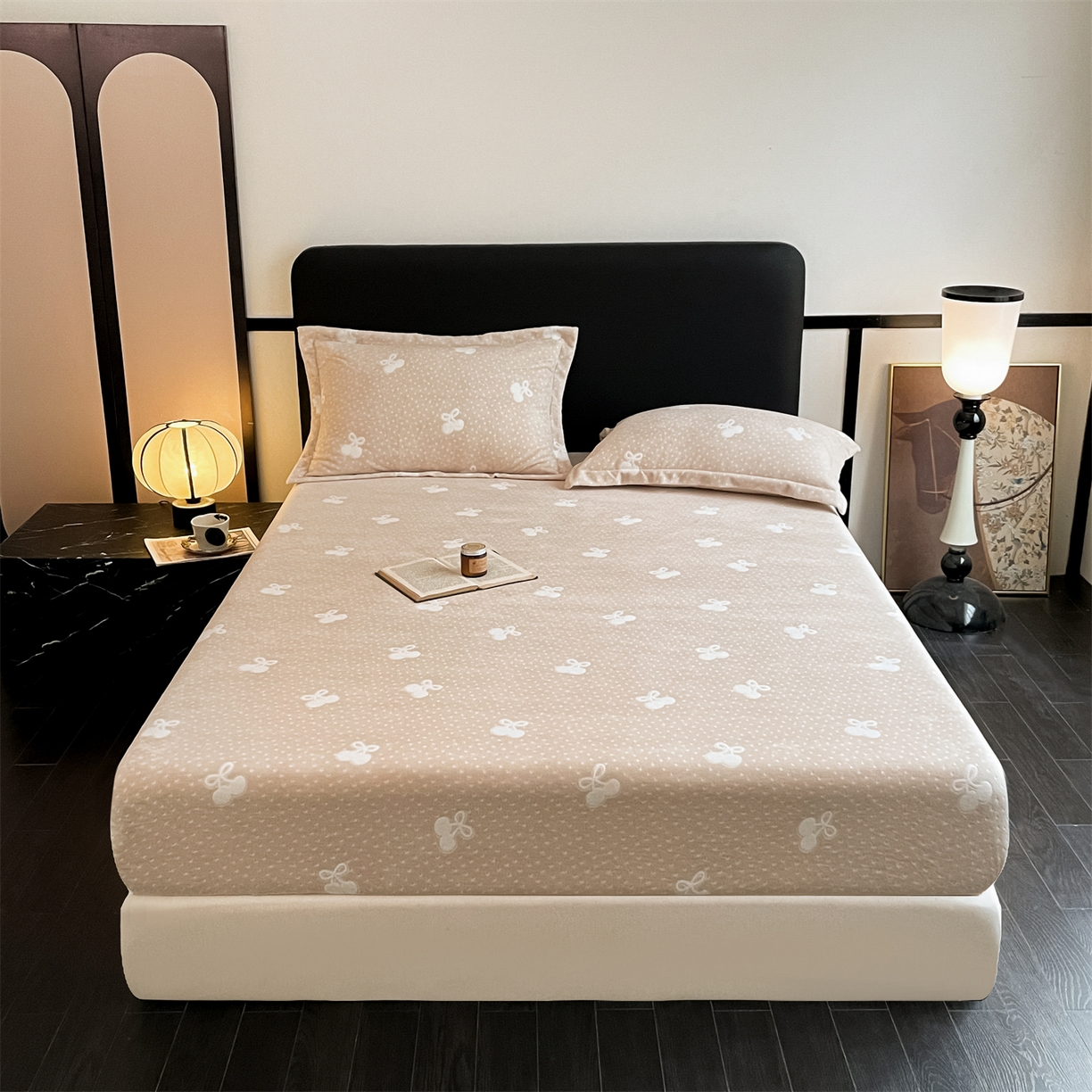 857家居 2025新款樱桃牛奶绒床笠 樱桃-嫩黄