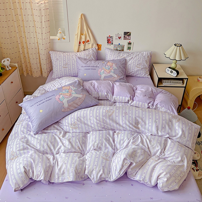 91家纺网 家纺一手货源 找家纺 海岛哥哥 2025新款105克软绵绵大版枕套四件套系列-大床图（有买家秀）梦幻乐园