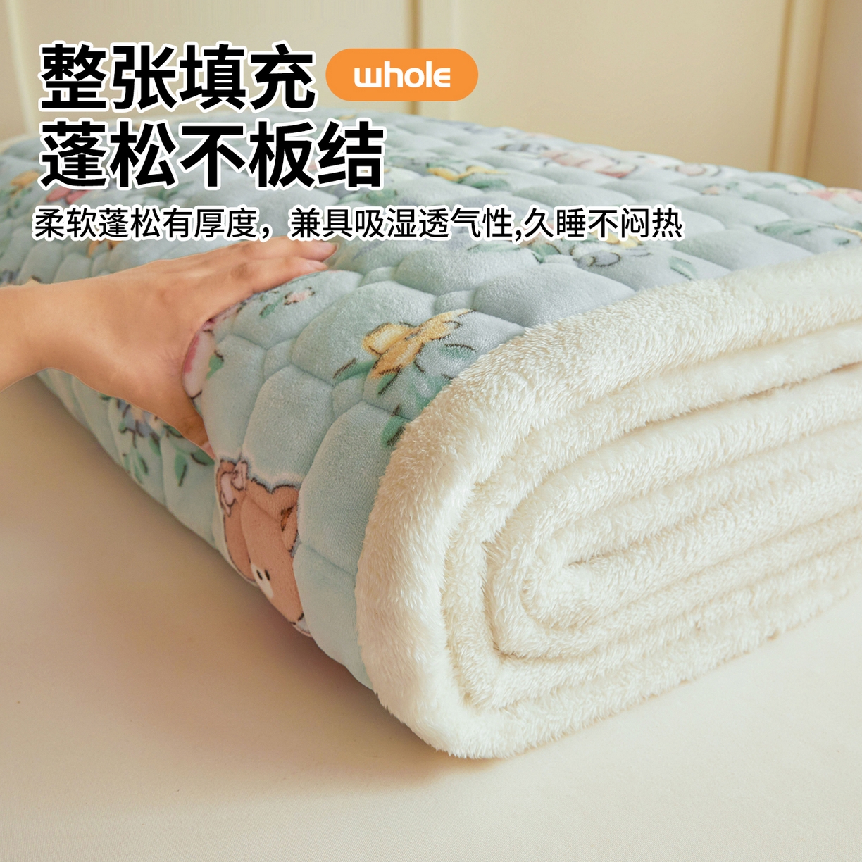 91家纺网 家纺一手货源 找家纺 雯豆家纺 【加厚款】2025新款牛奶绒床褥床垫学生宿舍床护垫子 牛奶绒床褥-多彩生活【加厚款】