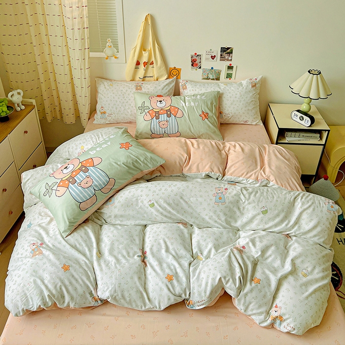 海岛哥哥 2025新款105克软绵绵大版枕套四件套系列-大床图（有买家秀）贝儿小熊