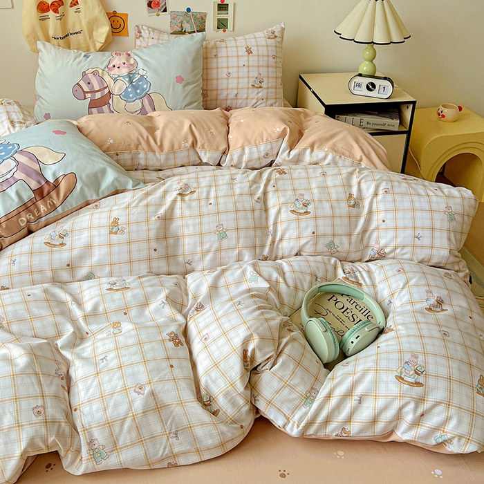 91家纺网 家纺一手货源 找家纺 海岛哥哥 2025新款105克软绵绵大版枕套四件套系列-大床图（有买家秀）可可小兔