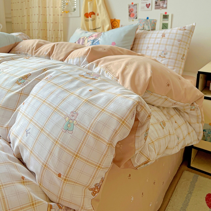 91家纺网 家纺一手货源 找家纺 海岛哥哥 2025新款105克软绵绵大版枕套四件套系列-大床图（有买家秀）可可小兔