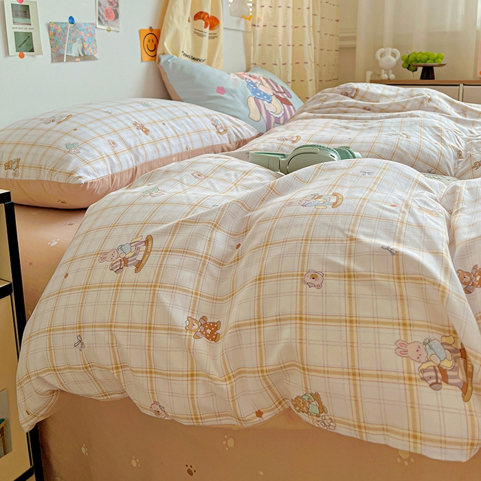 91家纺网 家纺一手货源 找家纺 海岛哥哥 2025新款105克软绵绵大版枕套四件套系列-大床图（有买家秀）可可小兔